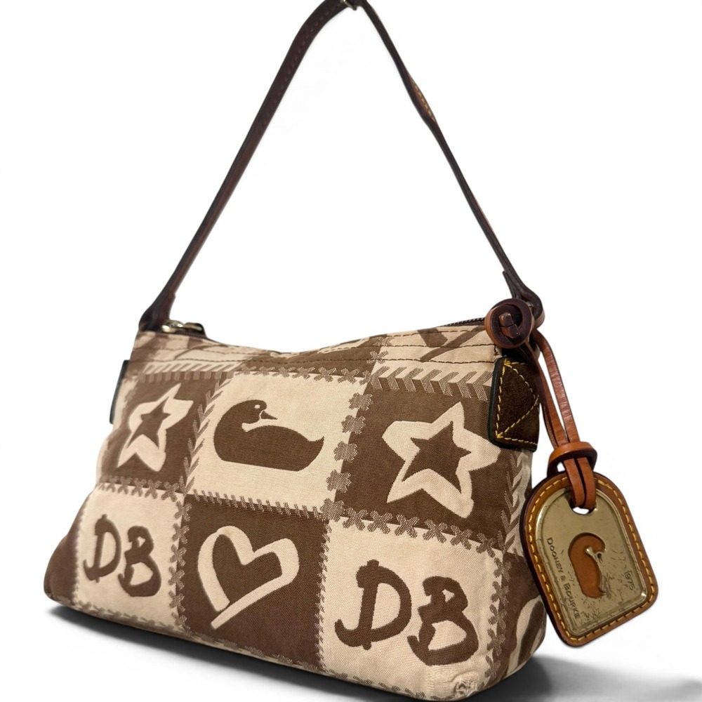 Dooney & Bourke Y2K Retro Grafica Quilted Shoulder Bag Patchwork Ducks & Hearts